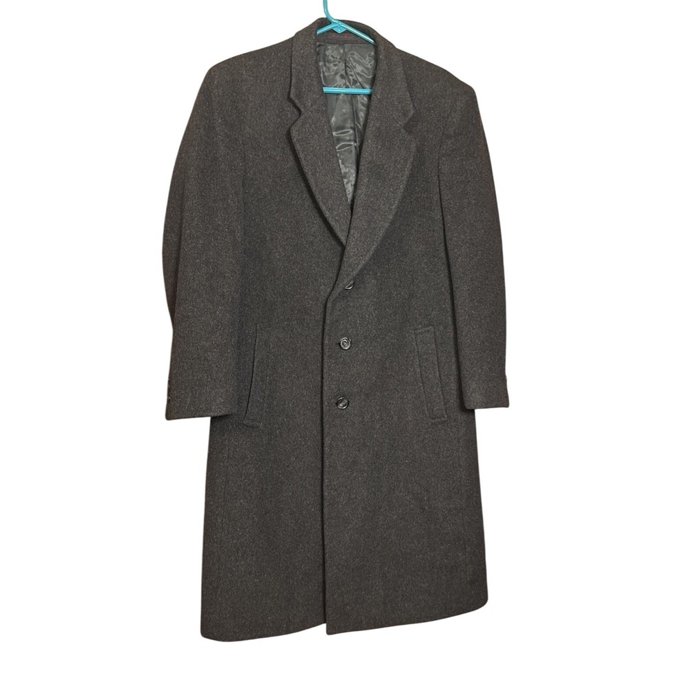 Context Mens Wool Cashmere Overcoat 40R Gray Long Coat Made in Brazil‎